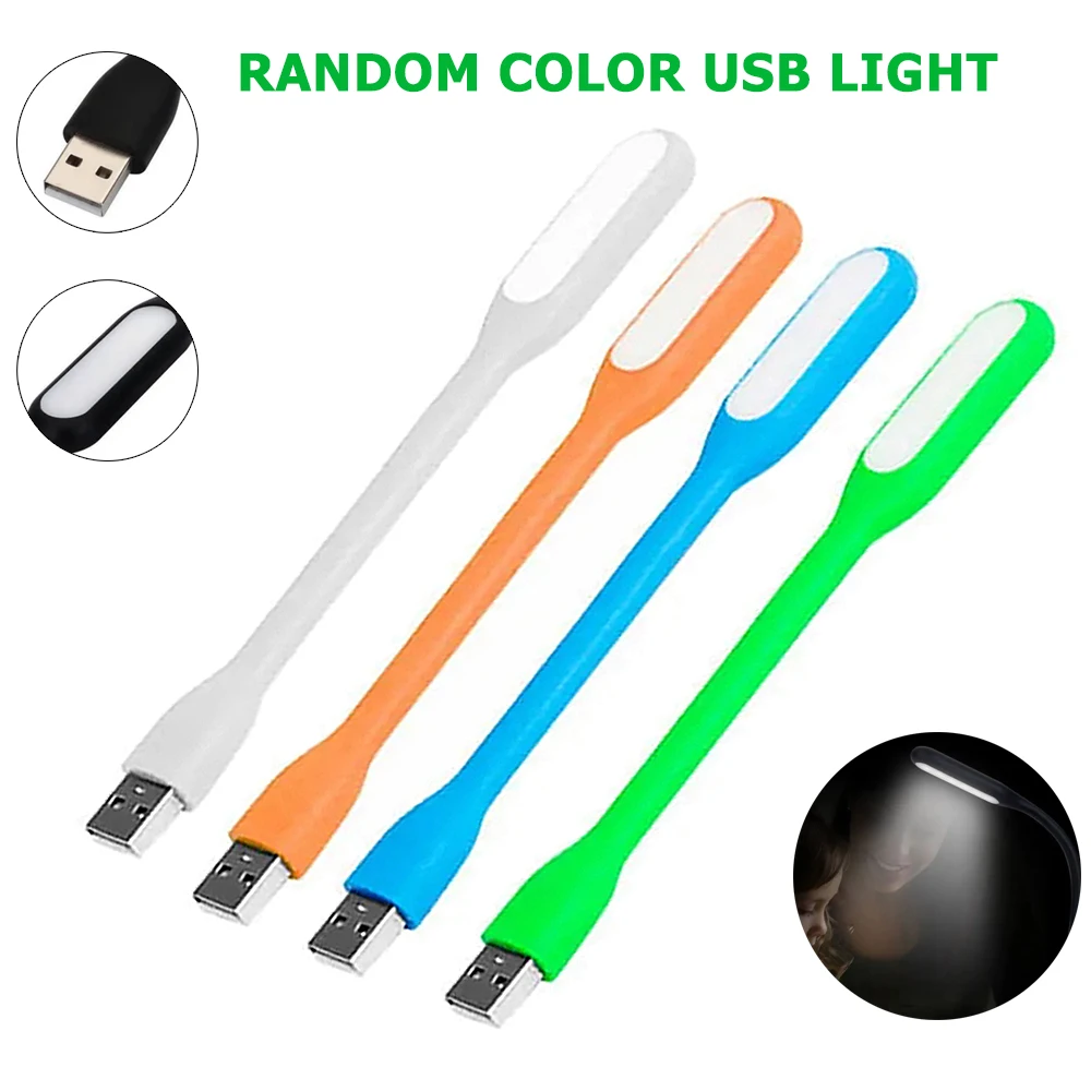 

R​andom Color Mini USB LED Night Light Portable Book Reading Light Flexible Table Lamp 5V Bendable PC Laptop Power Bank LED Lamp