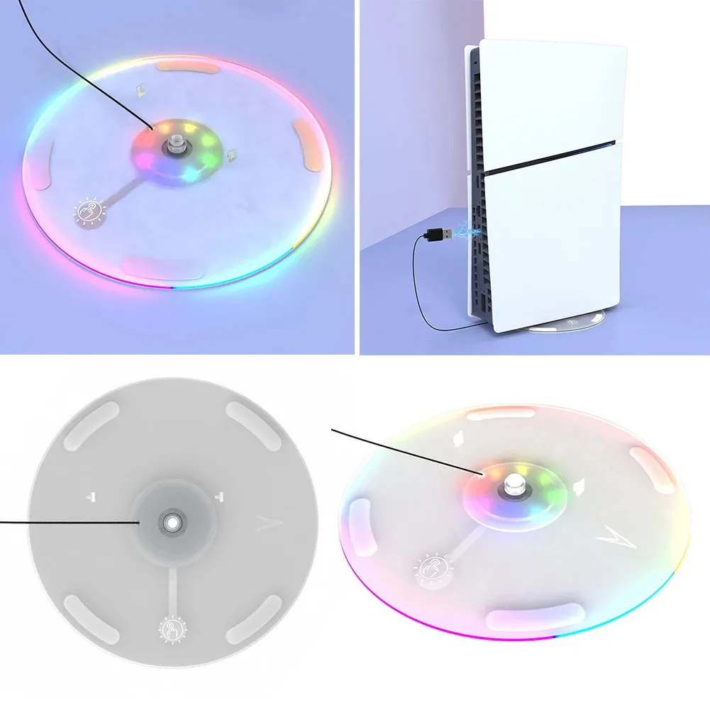 PS5 슬림 콘솔용 RGB 수직 냉각 스탠드, LED 디스플레이 베이스 거치대, PS5 슬림 디스크 및 디지털 버전 게임 액세서리