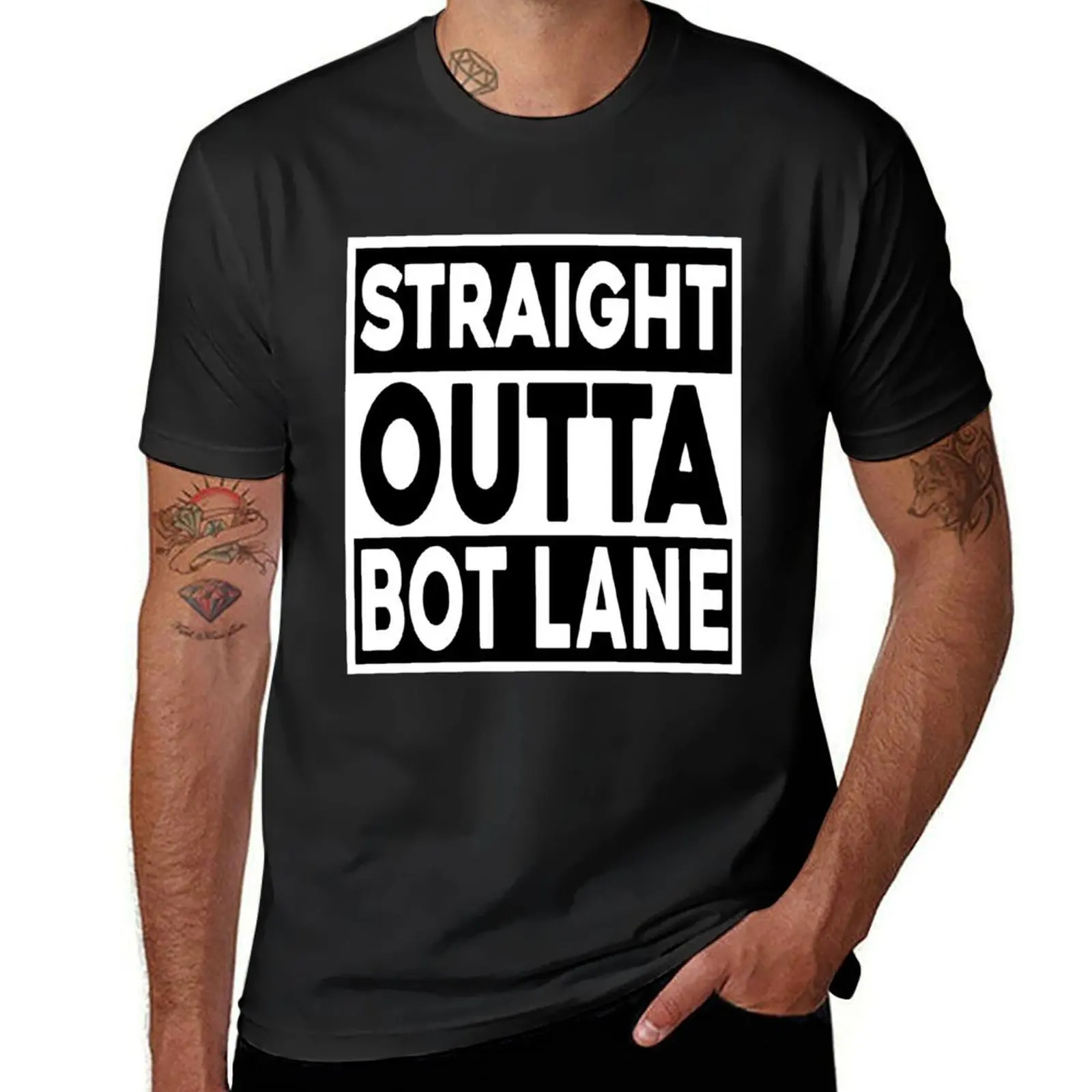 Straight Outta Bot Lane T-Shirt tees summer clothes sports fans mens graphic t-shirts anime