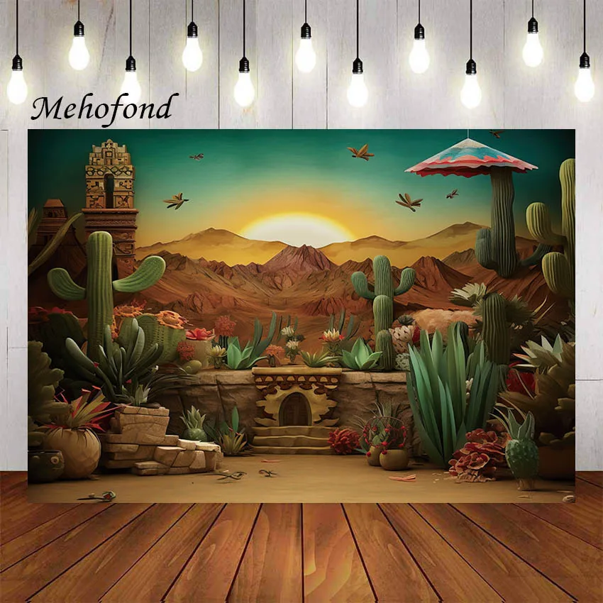 Mehofond Photography Background Mexican Western Desert Cactus Floral Kids Birthday Party Cake Smash Decor Backdrop Photo Studio - AliExpress