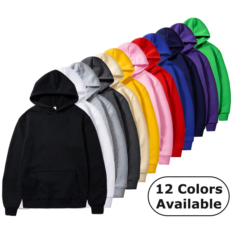 Fall Winter Warm Fleece Lined Hoodies Men Women Athletic Casual Hooded Sweatshirt Unisex Solid Color Basic Pullover Tops winter sweatshirt