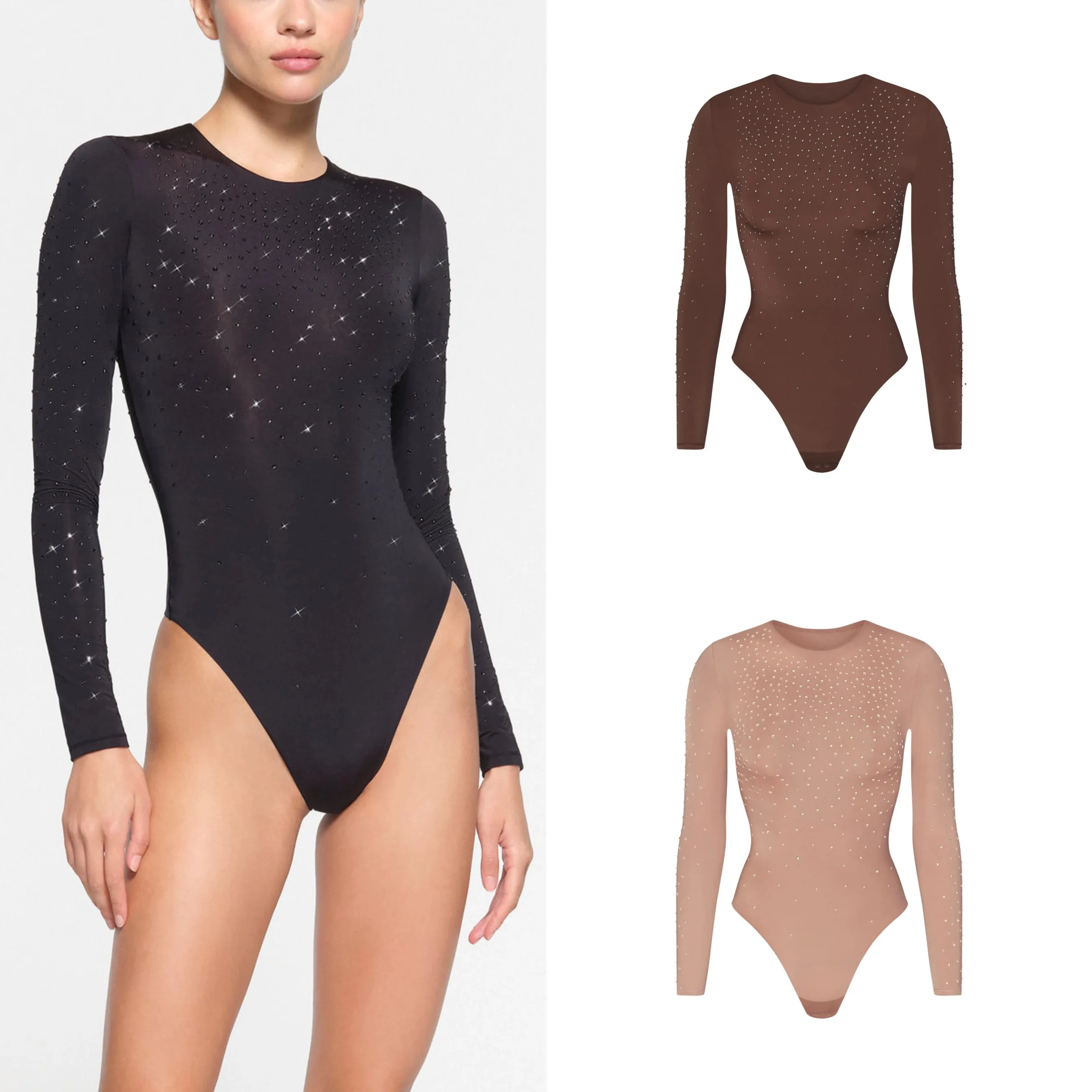 

Kim Kardashian JELLY SHEER Long sleeve crew neck jumpsuit
