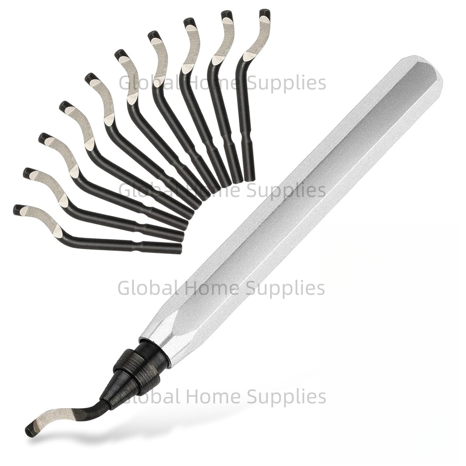 Deburring Tool with 10 Extra High Speed Steel Swivel Blades Works on Metal Resin PVC Pipes Copper Plastic and 3D Printed Edge