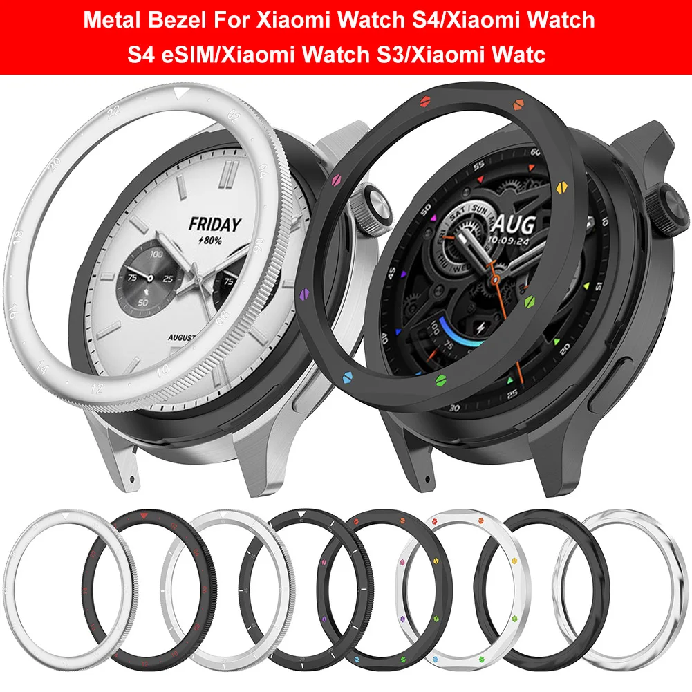 Metal Bezel Ring With Tempered Glass Screen Protector Watch Protective Case Cover For Xiaomi Watch S4 / S3 / S4 eSIM / S3 eSIM