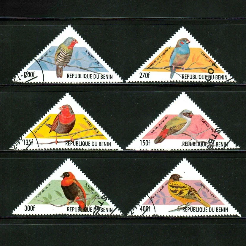 Benin Post Stamps 1999 Bird Triangle Marked Postage Stamps for Collecting 6Pcs/Set postage stamps