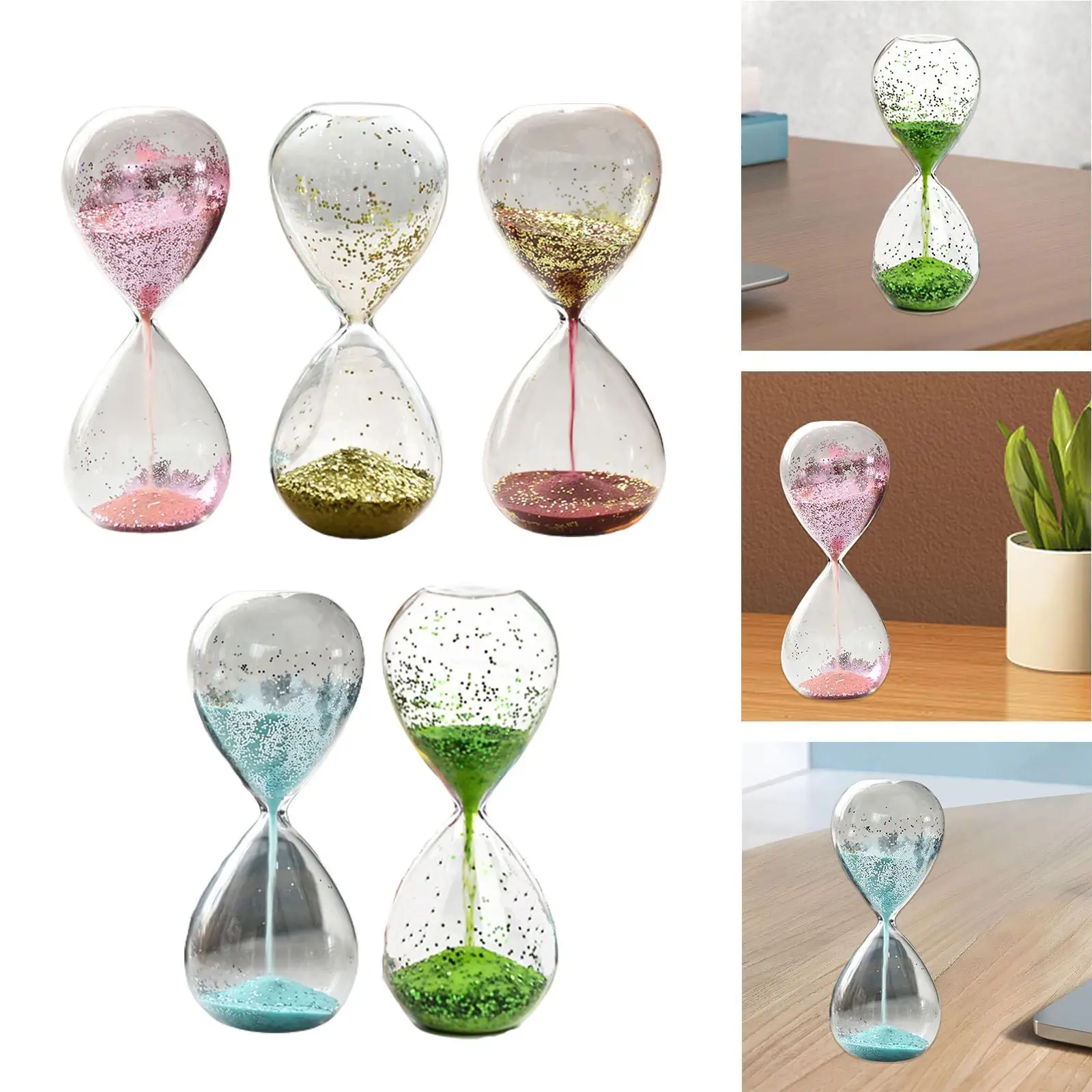 Hourglass Timer Home Decorative Desktop Ornament Glitter Sand Clock for Children Living Room Office Holiday Gift Home Decor