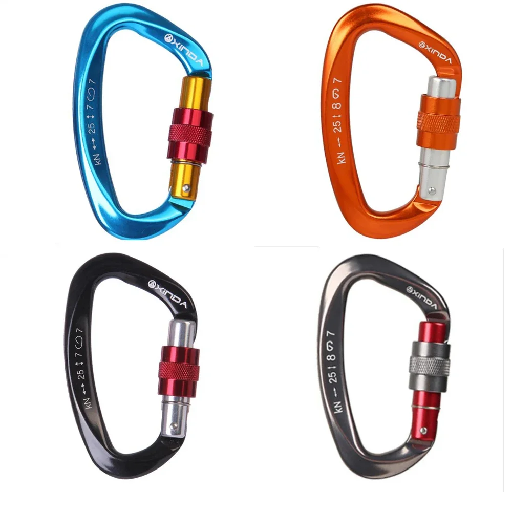 25KN Climbing Carabiner Climbing Buckle D Shaped Mountaineering Rock Climbing Safety Lock