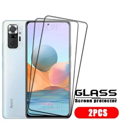 4 - Pack Full Cover 9H HD Glass Screen Protector with Strong Adhesive for Redmi Note 10 Pro (2 Front Glass)