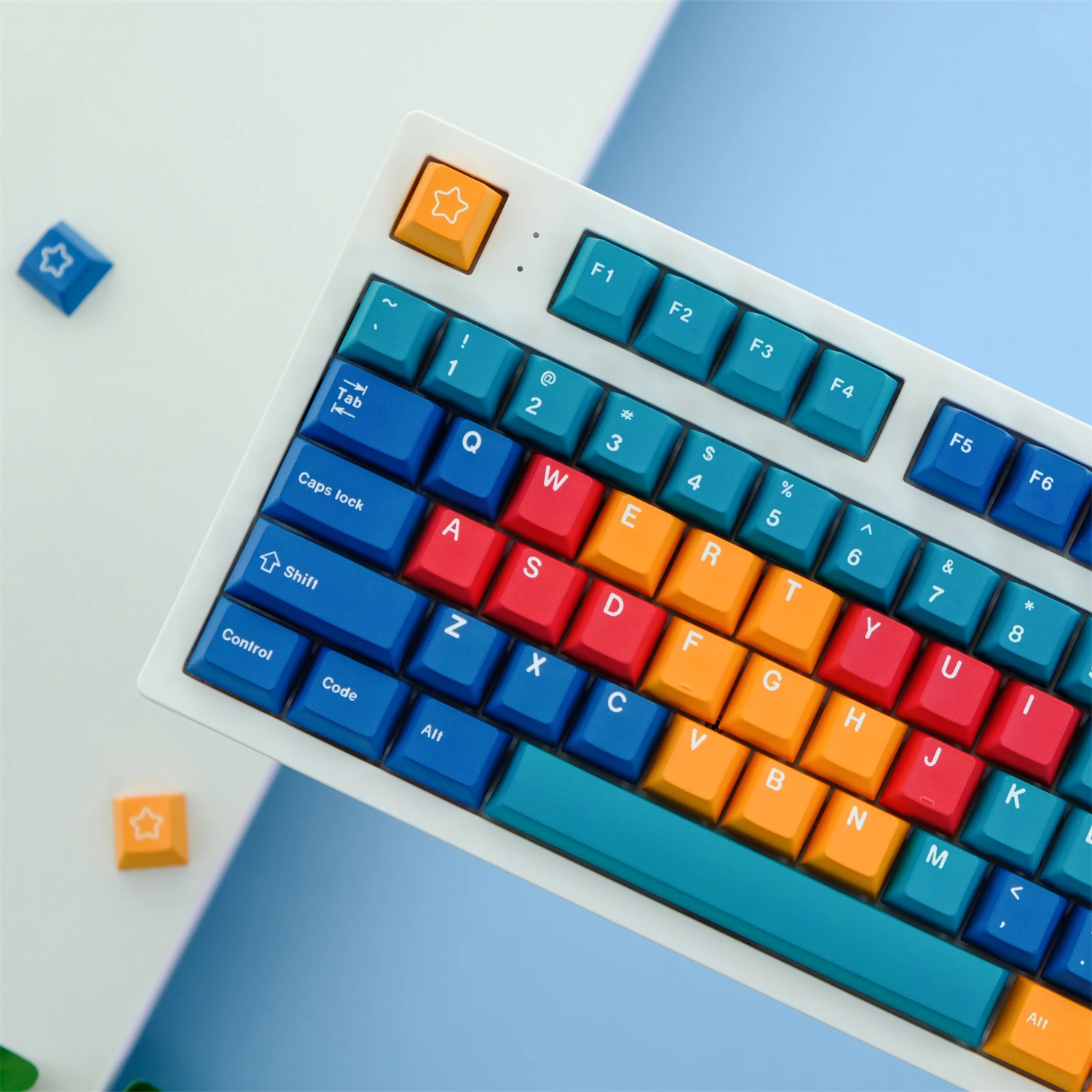 

Swatches Keycap 129 Key PBT Cherry Profile Dye Sublimation Colored Keycaps with 1.75u 2u Shift for Mx Switch Mechanical Keyboard