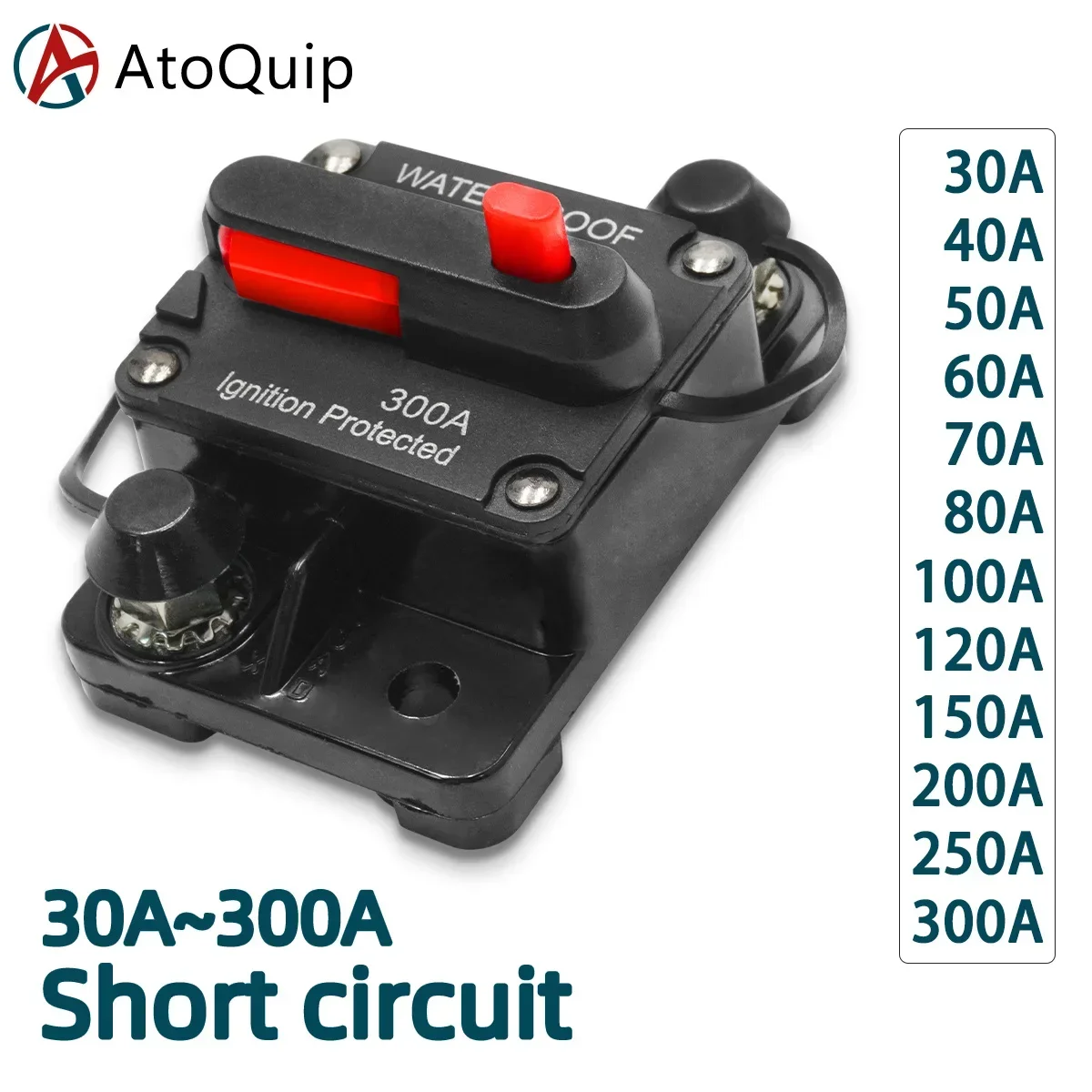 30A to 300A 12V-48V waterproof breaker for cars power fuse with reset 30A 80A 100A 200A 300A