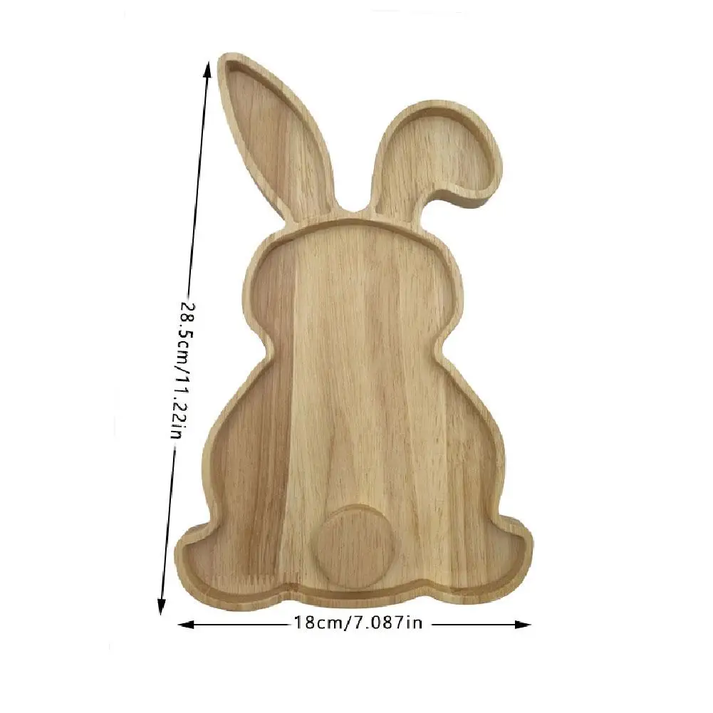 Easter Bunny Tray Wood Food Plate Fruit Serving Bread Display Wooden Spring Decor Kids Child Cake Decorations Easter Supplies