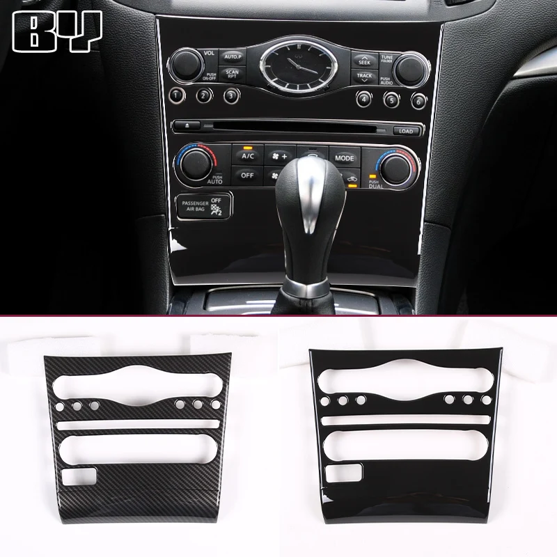 

For Infiniti G25 G37 2007-2013 LHD ABS Carbon Fiber Car Center Console Air Condition Mode Control Panel Frame Stickers Accessory