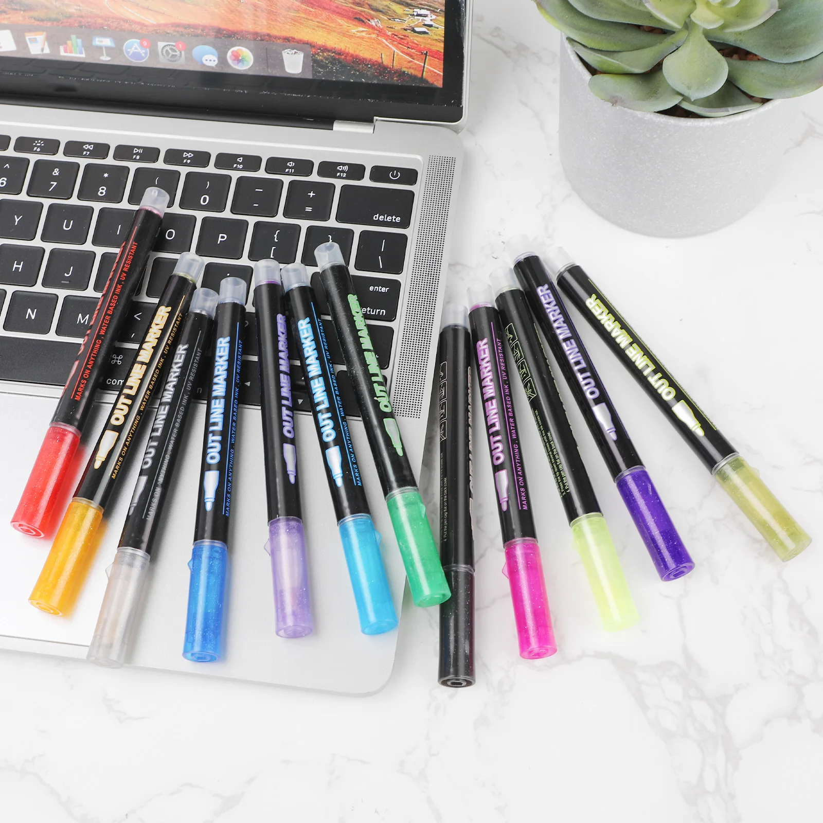 Colored Highlighters Drawing Pens Quick Dry Mark Notes Highlighter for Journal Bible Planner Notes 12