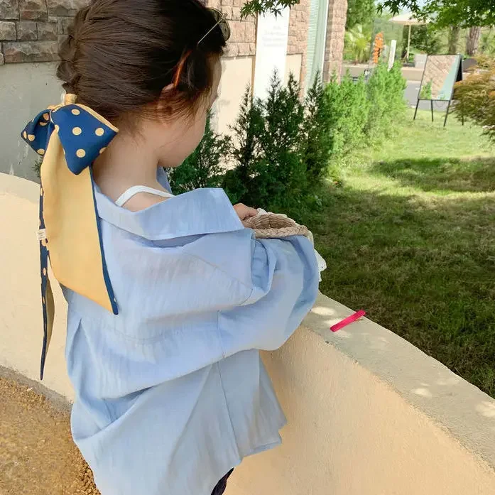 Girls Shirt Sun-Proof Clothing Summer Korean Style Western Style Children Thin Coat Thin Long Sleeve Shirt kids shirts