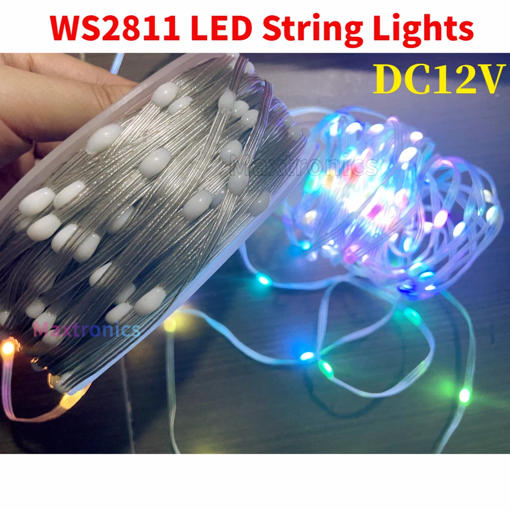 

DC12V 1000-3000PCS WS2811 Smart Fairy String Lights 15/20/25/30/50/100mm Spacing RGB Addressable Full Color IP67 Christmas Decor