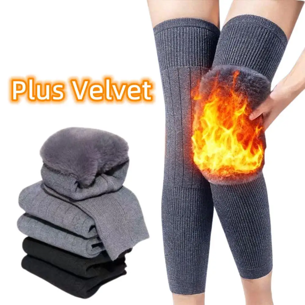 Thicken Rabbit Fur Knee Pads Winter Warm Cashmere Wool Knee Brace Pads Windproof Coldproof Leg Guard Cold Leg Arthritis Kneepad