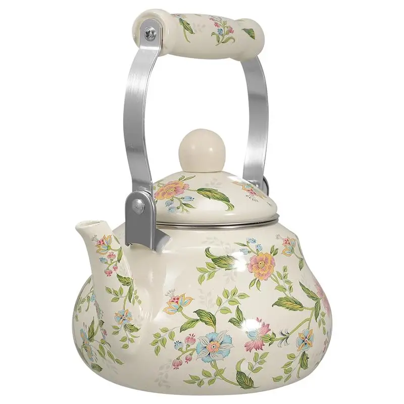 1 Set Pear Shaped Tea Pot With Infuser Stovetop Tea Kettle Enamel Teapot Vintage Water Kettle Daily Coffee Handle