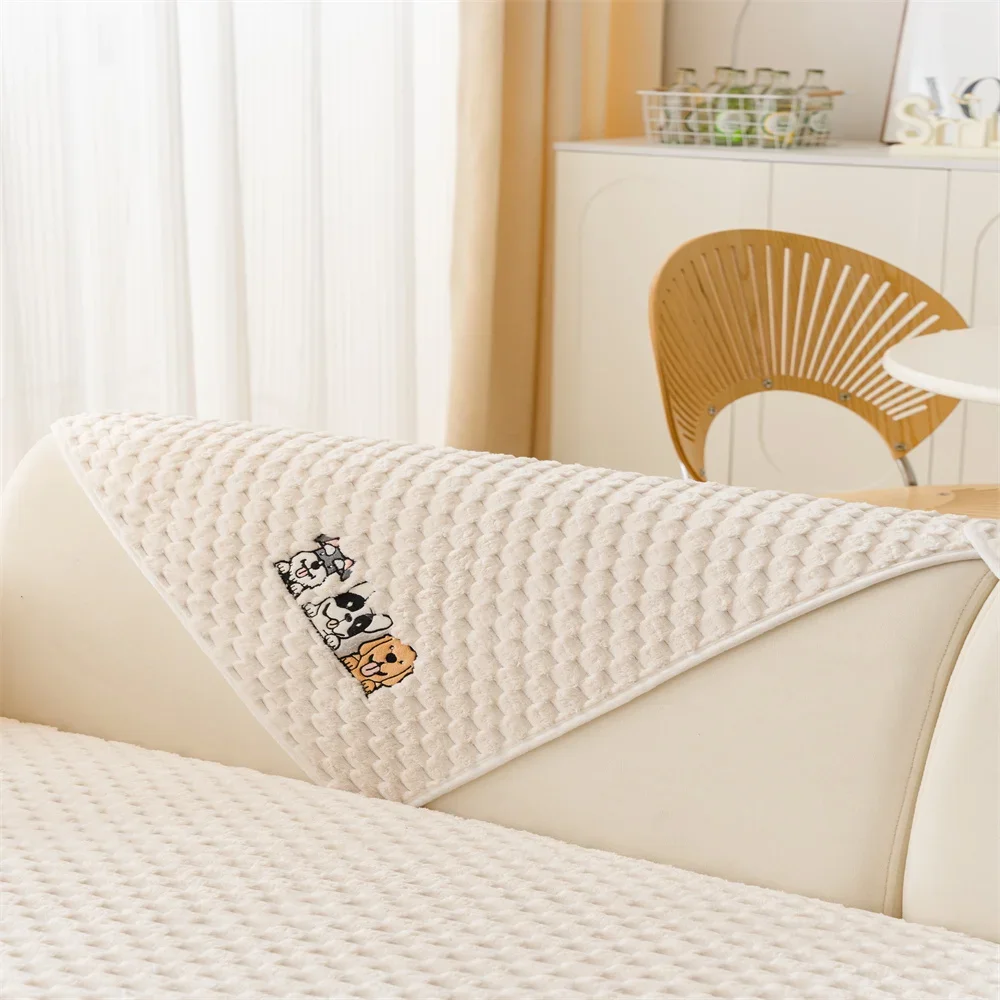 Sofa Cushion Four Seasons Universal Nordic Simple Pastoral Style Non-Slip Cushion Plush Sofa Cushion Cover Towel Cover Cloth 3