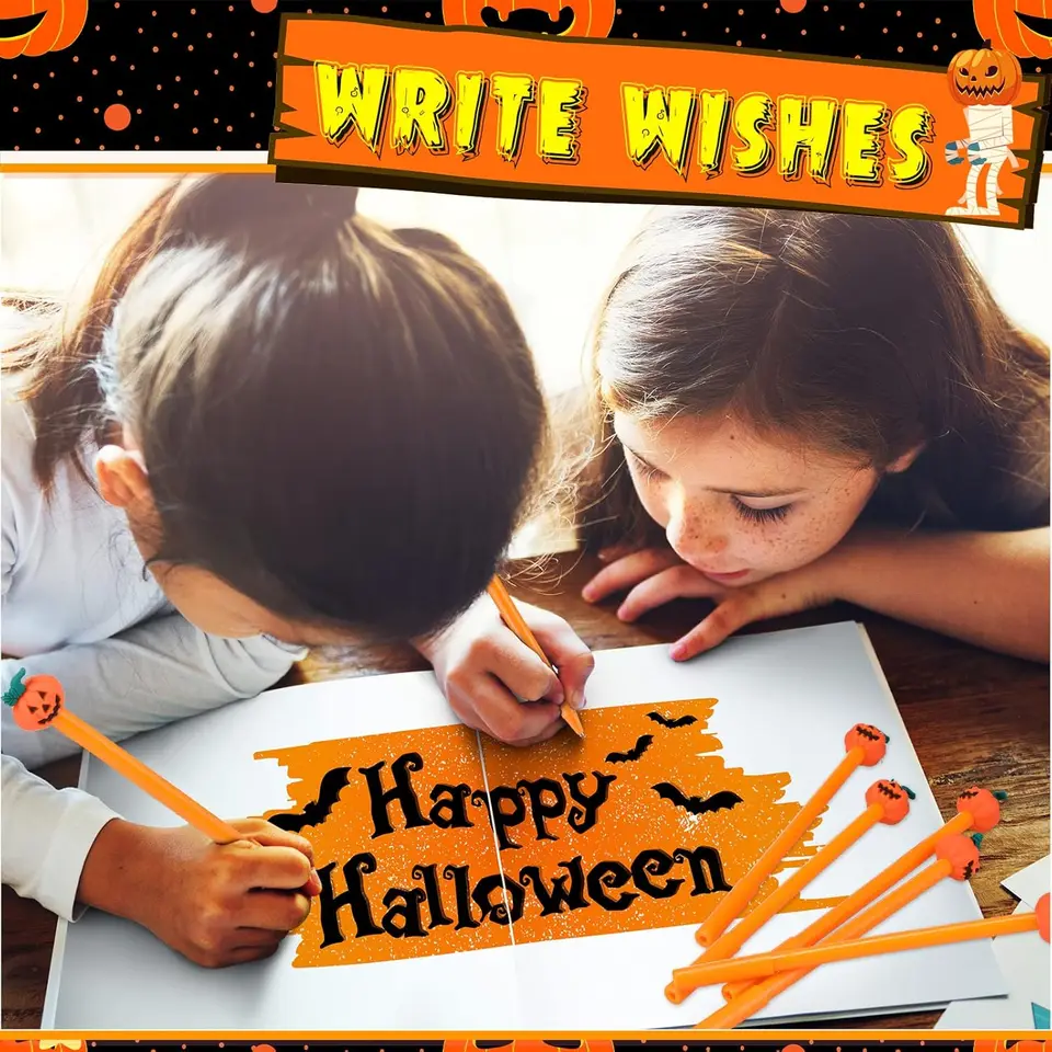 20 Bolígrafos De Halloween Con Forma De Calabaza - Tinta Gel Negra, Para Fiestas Y Regalos