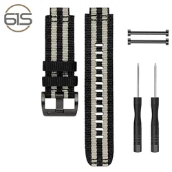Nylon Smartwatch Strap Bracelet - Premium Watchband Accessory - 22 - 15mm (Black White)