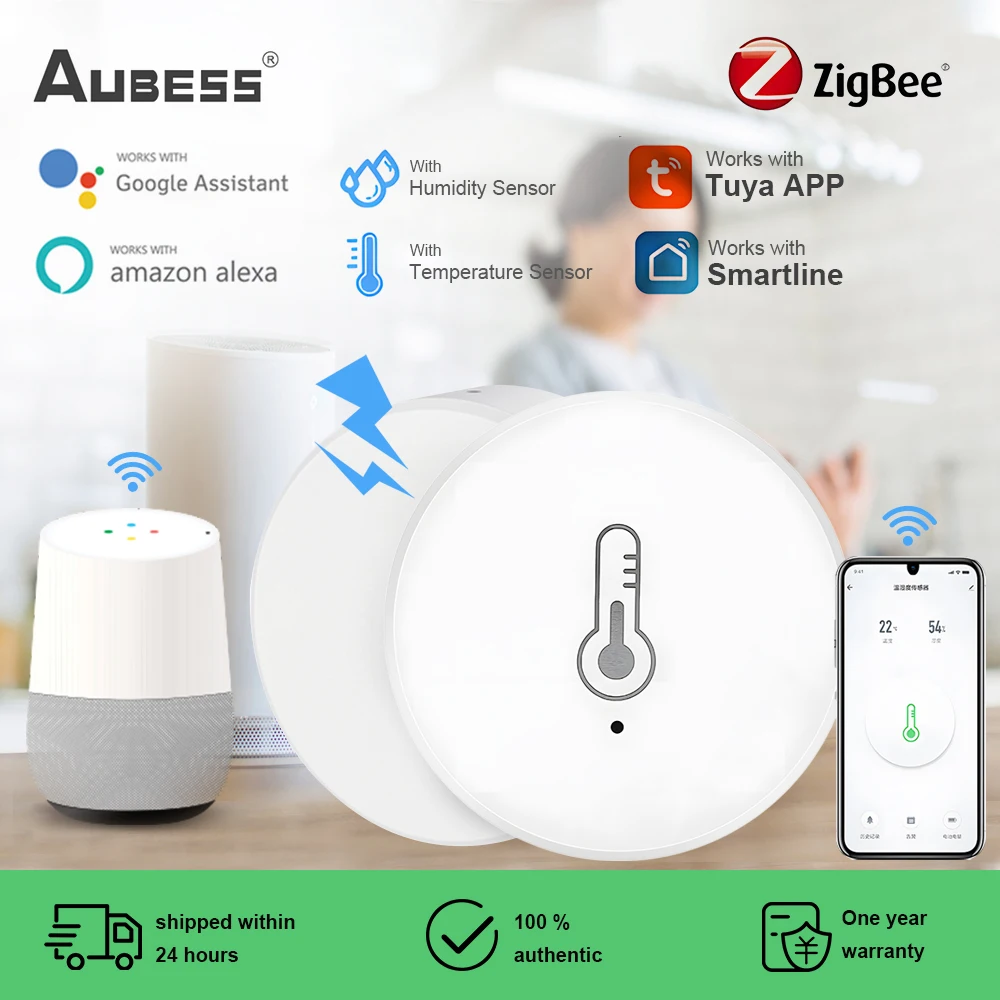 Tuya ZigBee 3.0 Temperature And Humidity Sensor Remote Monitor By Smart Life APP Battery Powered Work With ALexa Google Home