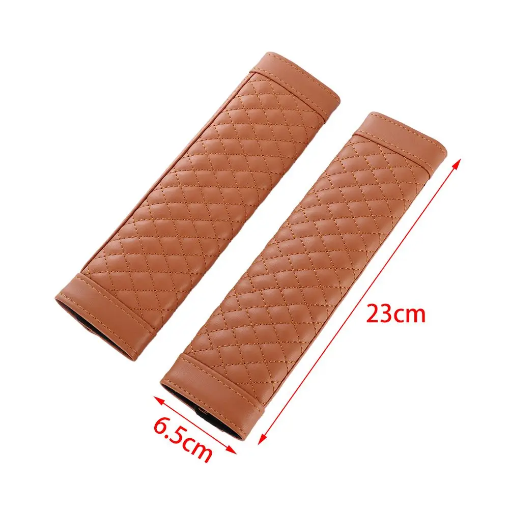 1 Pair Car Safety Seat Belt Faux Leather Head Cushion Shoulder Pad Cover Placid