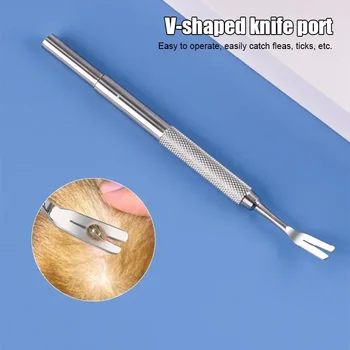 Pet Tick Removal Stainless Steel Tweezers Flea Remover Hook Rustproof Tick Puller Mite Flea Extractor Pet Grooming Supplies 4