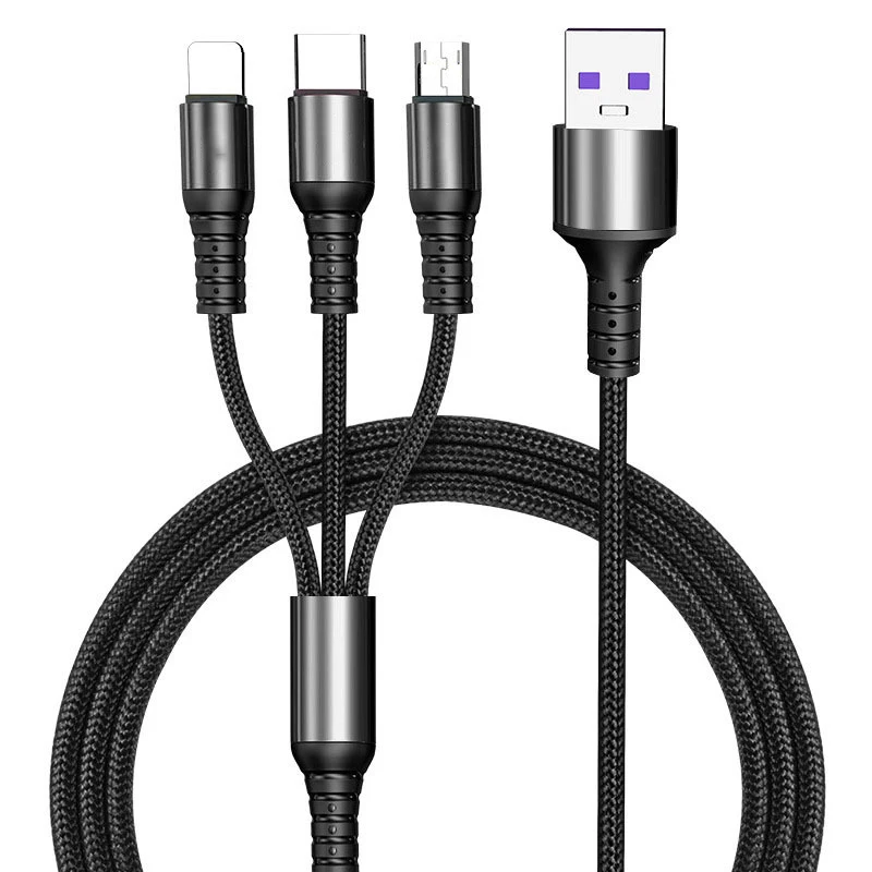 3 In 1 Fast Charger Cable For Samsung Xiaomi Poco SmartPhone Tablet Micro USB Type C Data Transfer Mobile Phone Charging Wire iphone charger adapter Cables