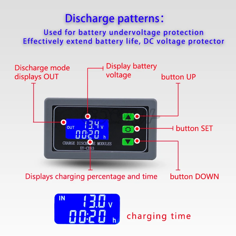 XY-CD63 30a DC6-60V Batterie ladung Entladung Steuer modul DC Spannungs schutz Unter spannung Verlust Verlust Schutz – Detail 5