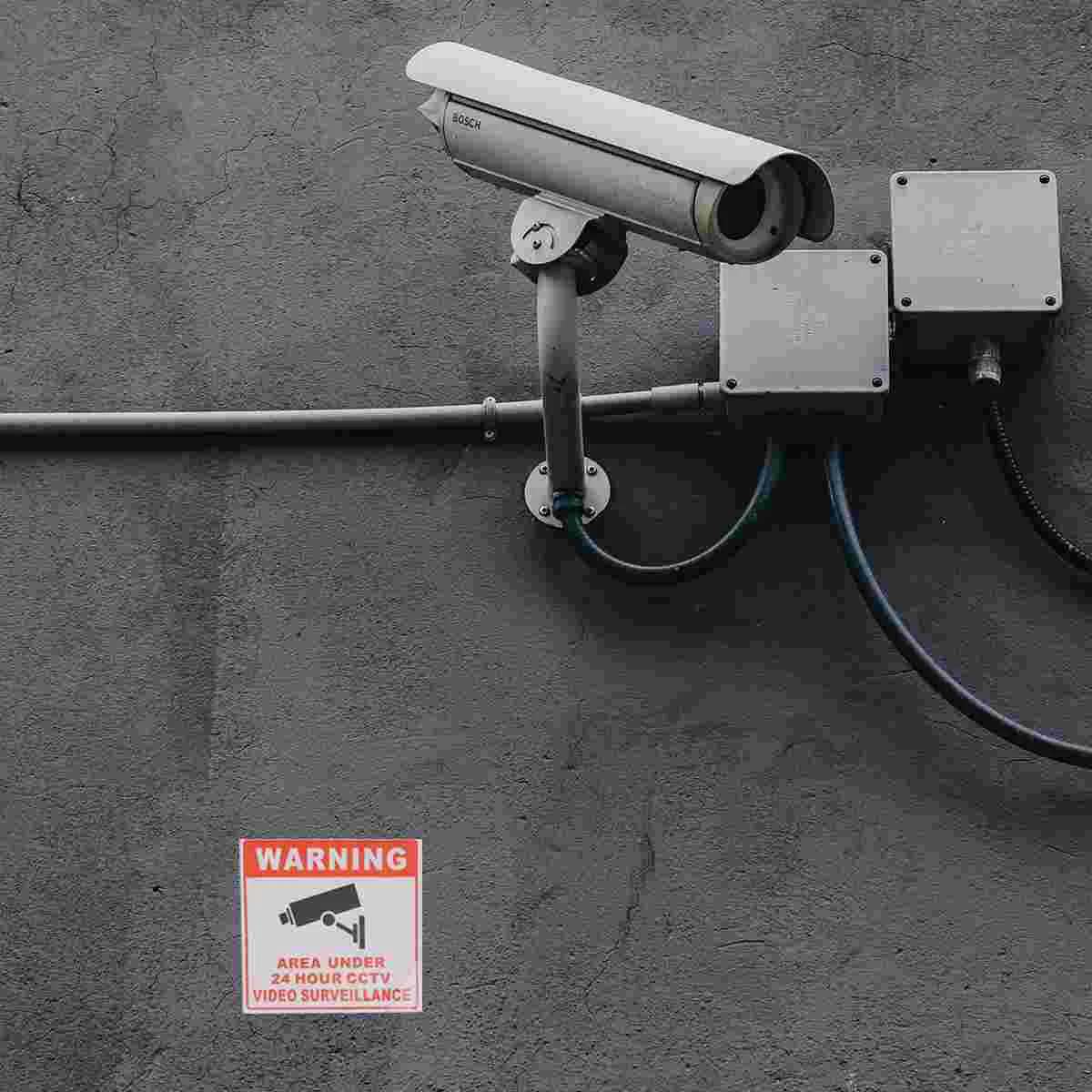20 Pcs Monitoring Warning Signs Caution Stickers 24 Hour Video Camera