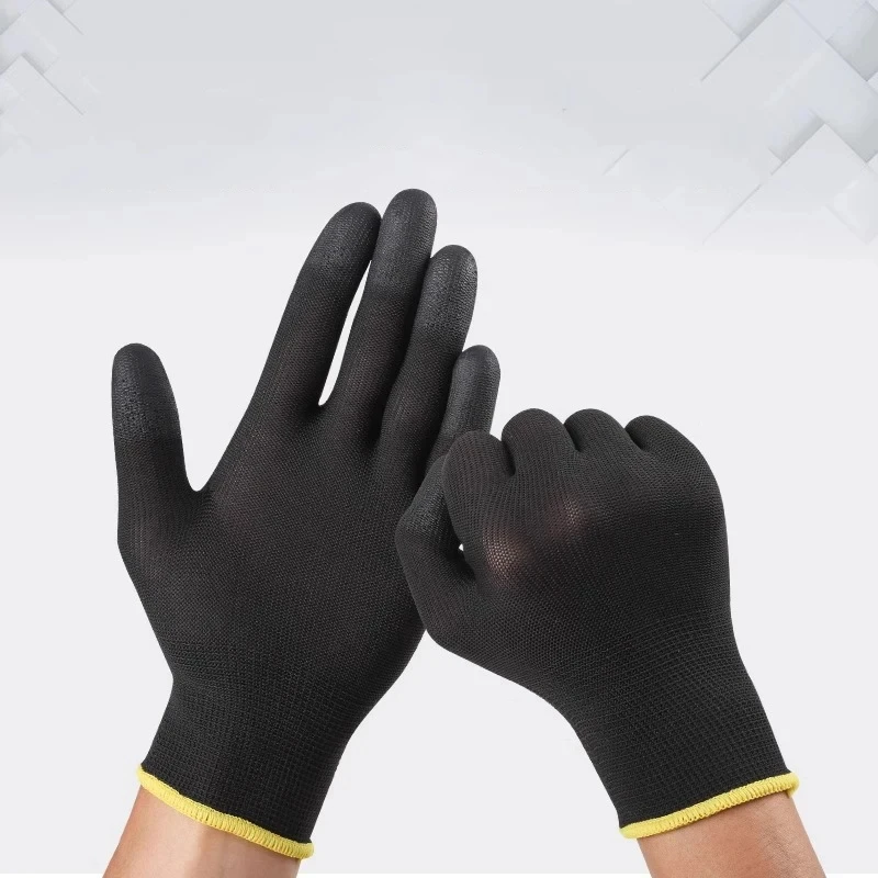 2/6/12 Pairs Nylon Knitted work gloves With PU Coated Work Safety Gloves Gardener Builder Driver Mechanic Protective Supplies