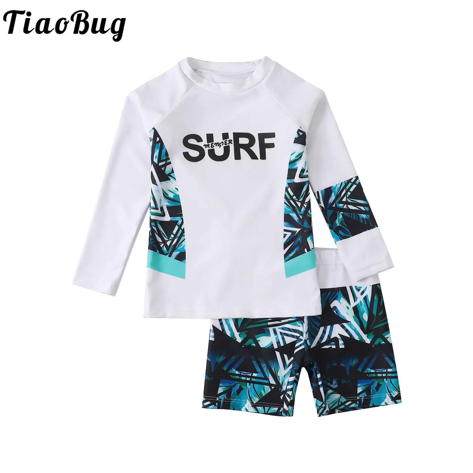 Kids Boys Long Sleeve UPF 50+ Sun Protection Rash Guard Swimsuits Two Piece Shirt Top Swim Trunks Swimwear Bathing Suit kids swimsuits,boys swim shorts