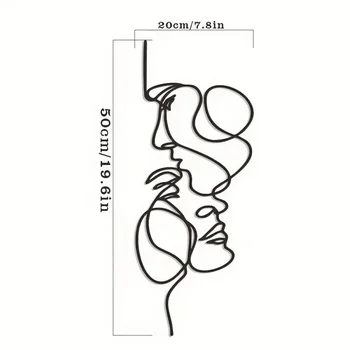 New Metal Wall Art Minimalist - Facial Line Wall Decor, Abstract Black Iron Sculpture for Modern Home Hanging Decor 3