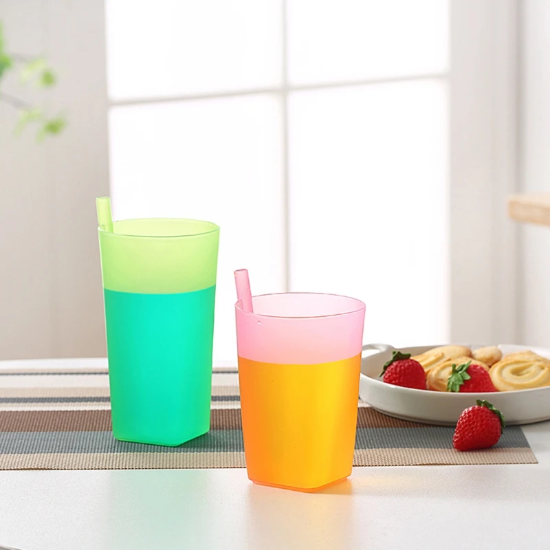 

Candy Color Sippy Cups Water Practical Large Capacity Straw Cups for Children Kids Gift