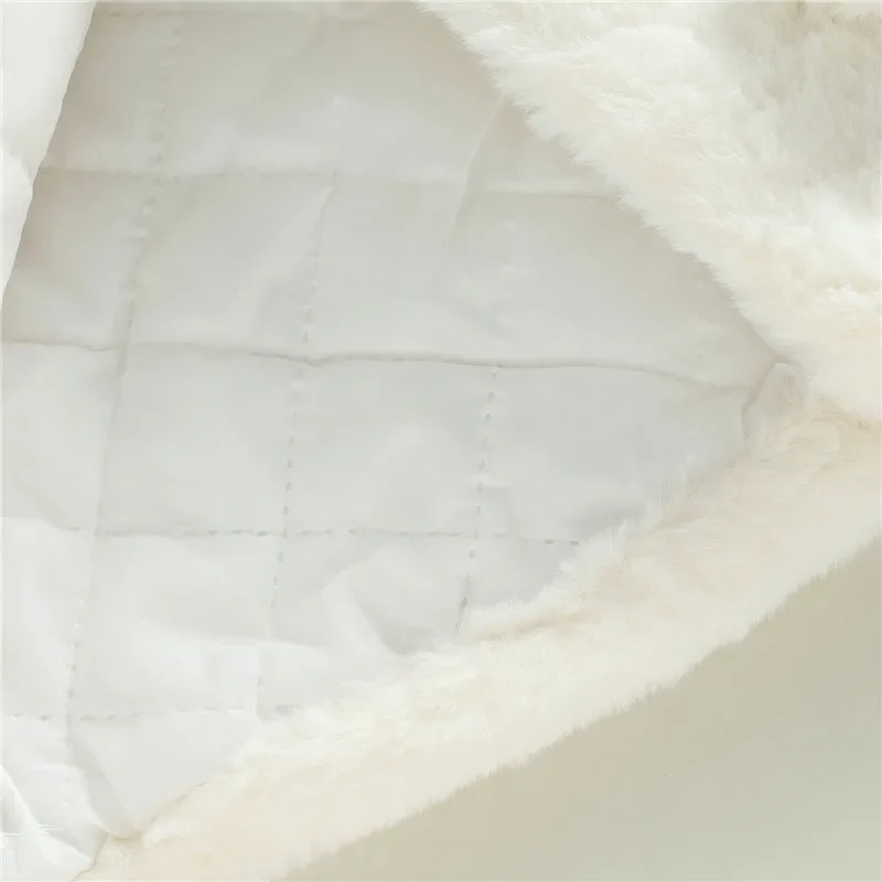 0-18months Toddler Girl Winter Jacket Wide Lapel Long Batwing Sleeve Fur Coat For Girl Pearl Decoration Snow Wear Cloak