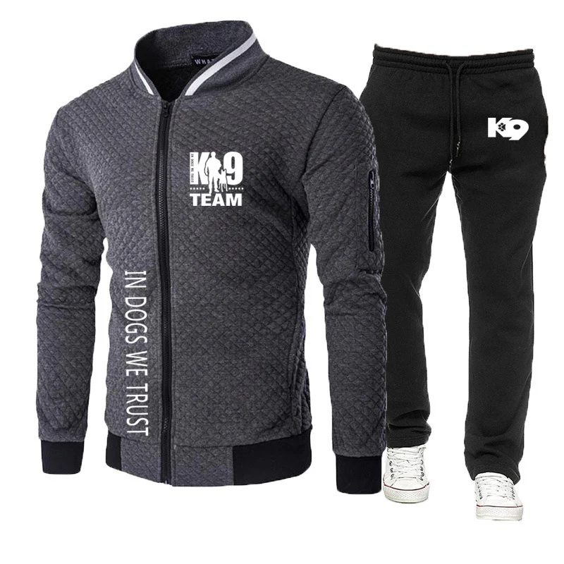 TRAINER K9 Team K9 Unit Malinois 2023 Autumn New Men's Sports Hoodie Long Sleeve Two Pieces Male Casual Jogging Sports Pant Suit