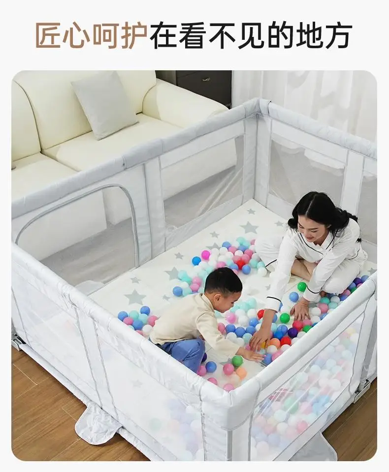 47"X63" Portable Baby Fence Foldable Playpen For Children With Pull rings For Free Kids Fence Safety Barrier Balls Pit Baby Dry