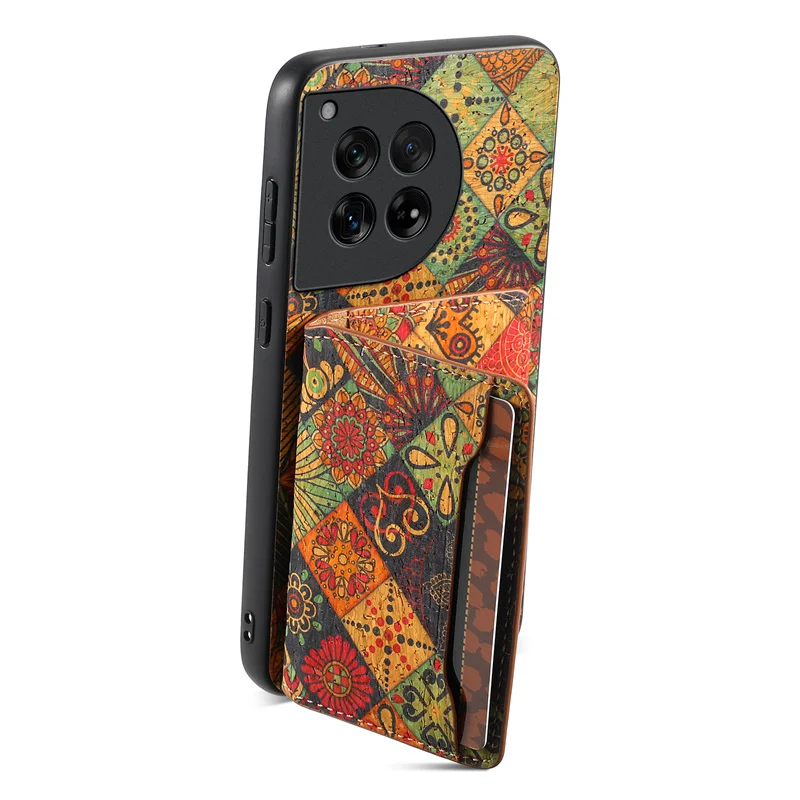 Floral Leather Magnetic Wallet Phone Case with Holder & Back Cover