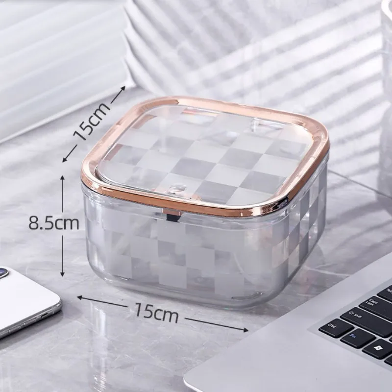 Press Type Desktop Garbage Bucket Luxury Clear Trash Can Living Room  Bedroom Dormitory Sundries Wastebasket Rubbish Storage Bin - AliExpress