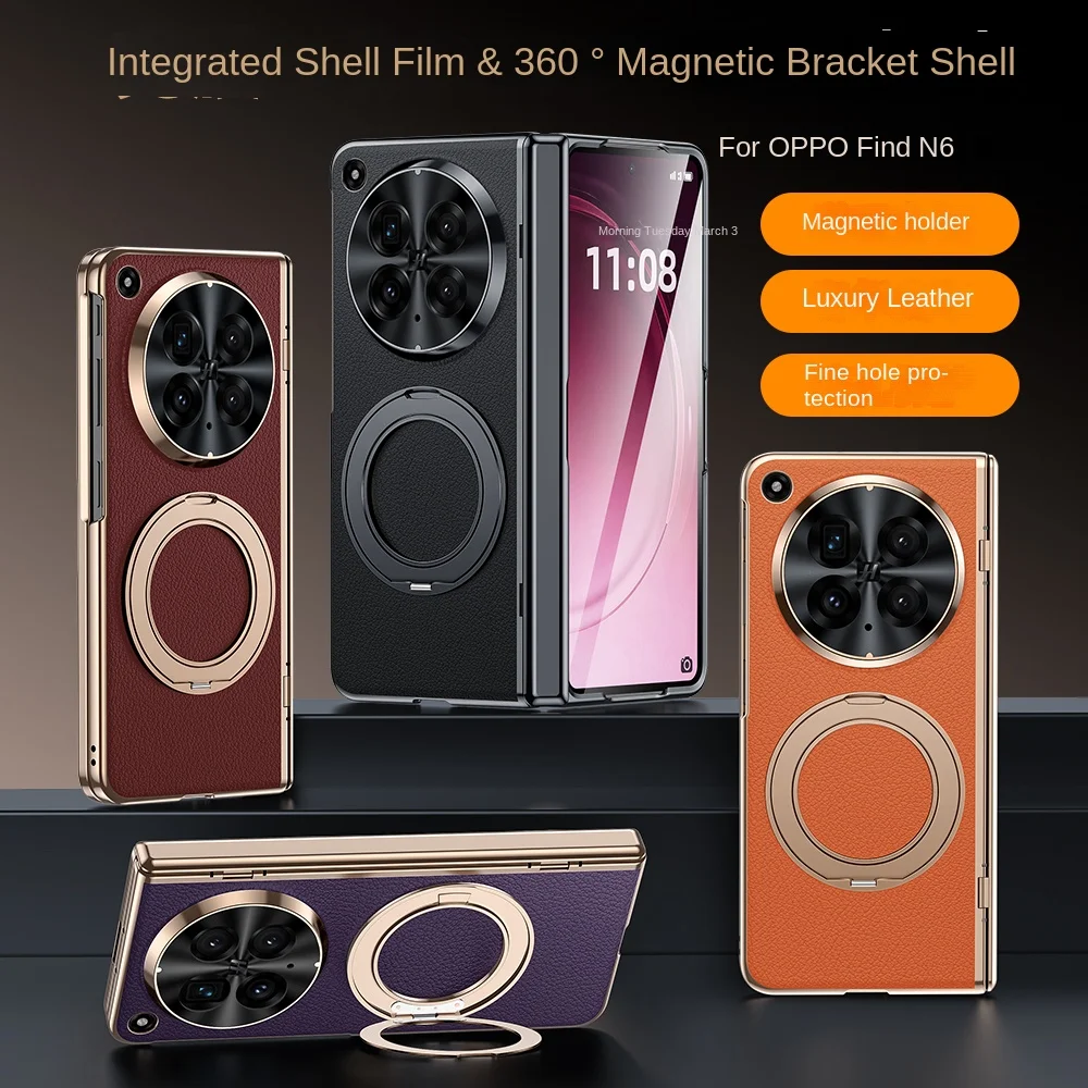 Genuine Leather Magnetic Stand Phone Case – Shockproof & Drop-Resistant, High-End Design