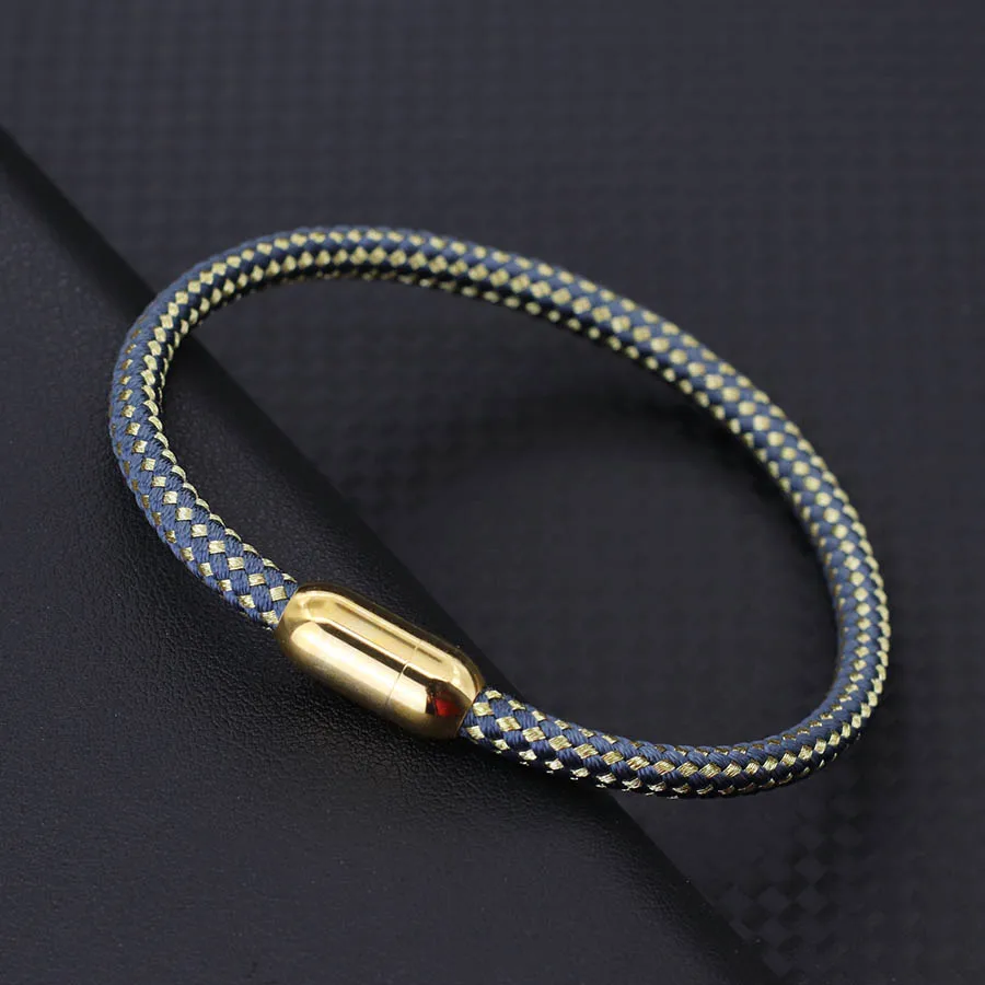 Gold Color Stainless Steel Men Bracelet with Magnet Buckle