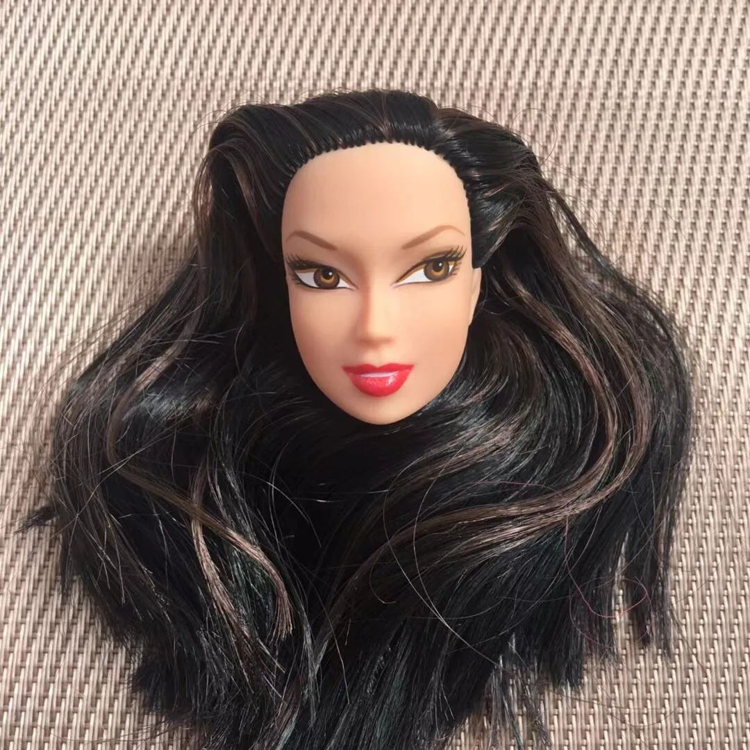 1/6 Doll Head Toys DIY Toy Rare Face Doll Parts Colorful Hair Doll Accessories Brown White Beige Skin Doll Heads Figures