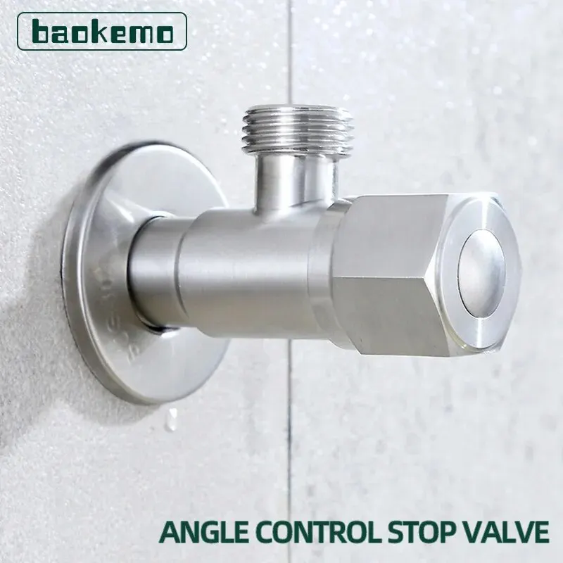 Angle Valve Baokemo Stainless Steel Bathroom Quick Opening Triangle Valve Faucet Accessories Two Way Angle Valve G1/2 Thread Water Inlet