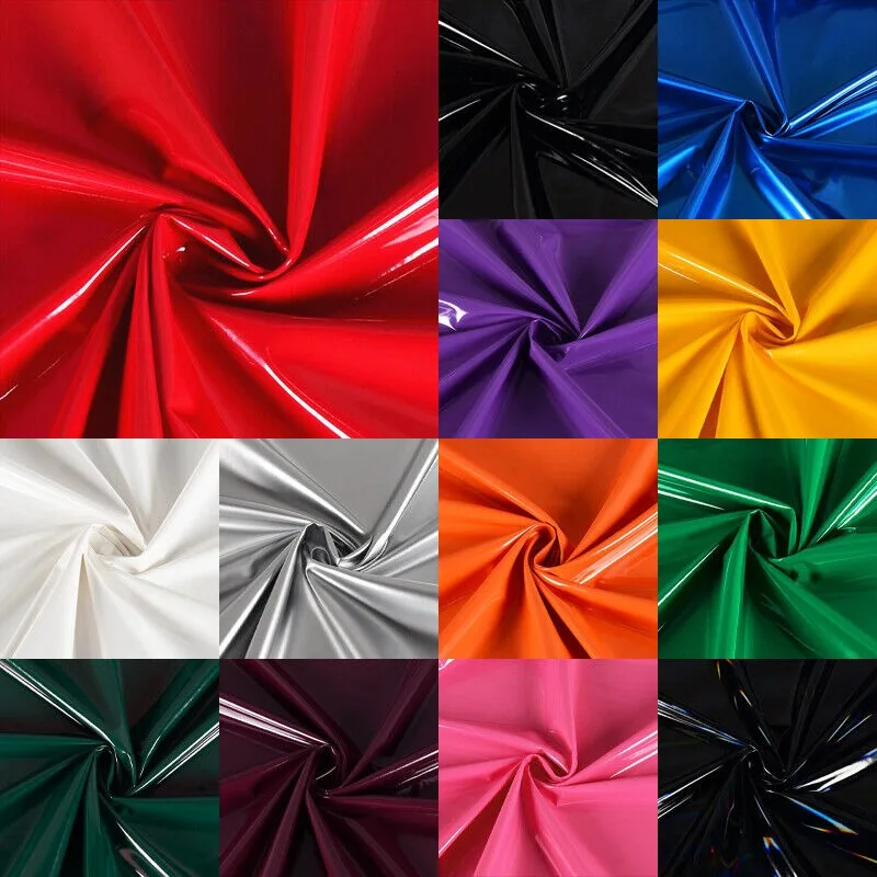 Pu Patent Leather Fabric Vinyl Faux Wet Look Glossy Leather Fabric Waterproof DIY Patches Stage Cosplay Decor Bag Stage Dress