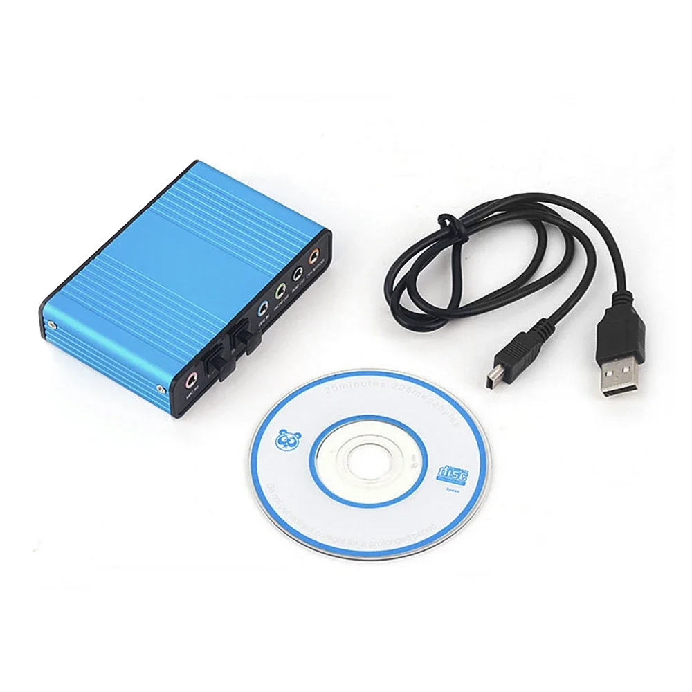 전문 USB 사운드 카드 6 채널 5.1 광학 외부 오디오 카드 변환기 CM6206 노트북 데스크탑 용 칩셋