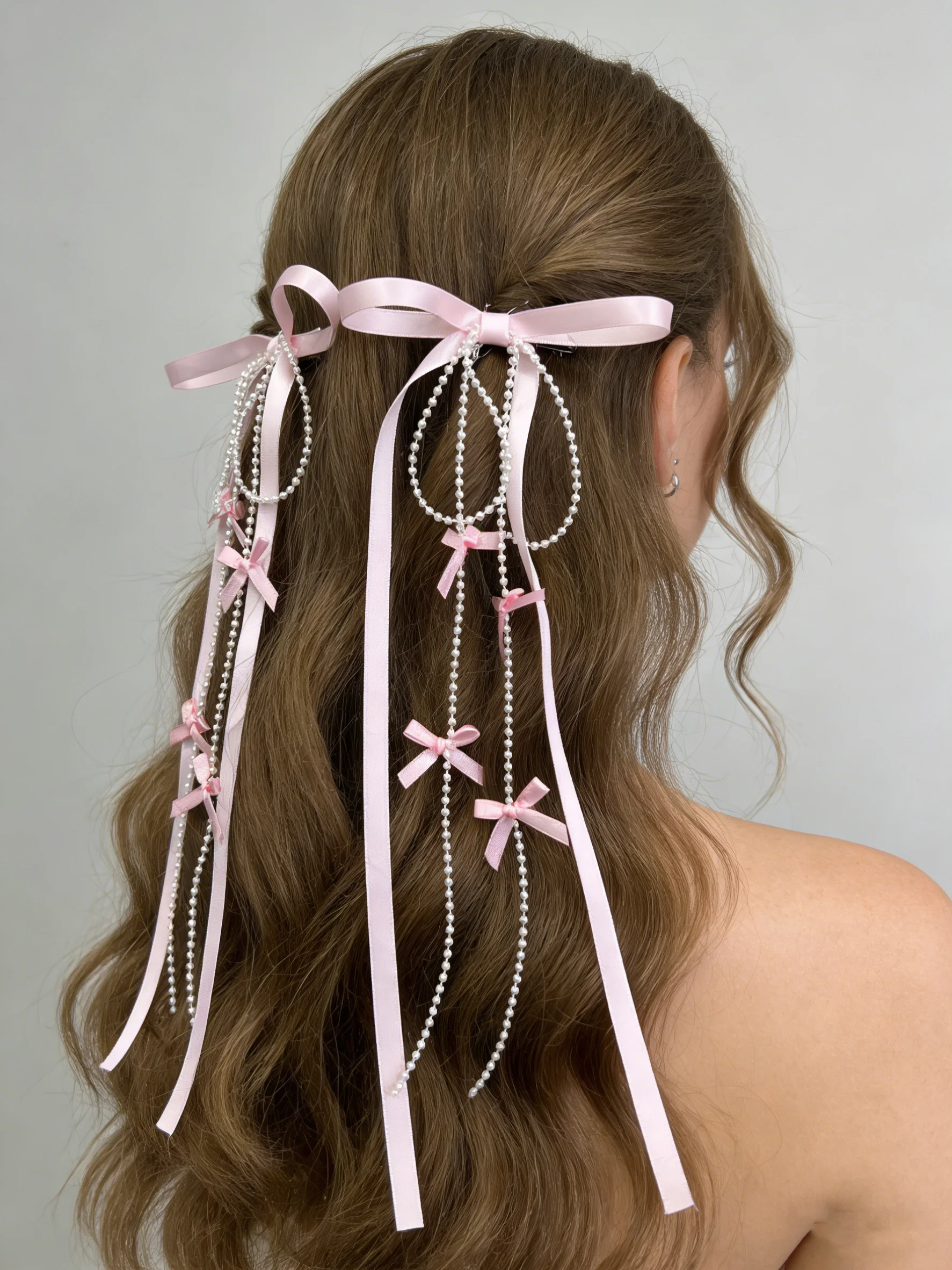 AWAYTR 2 Stück Koreanische Rote Schleifen-Haarspangen für Frauen, Schleifenknoten-Haarnadeln, Haarschmuck, Geschenk, Pferdeschwanz-Seitendekoration – Detail 4