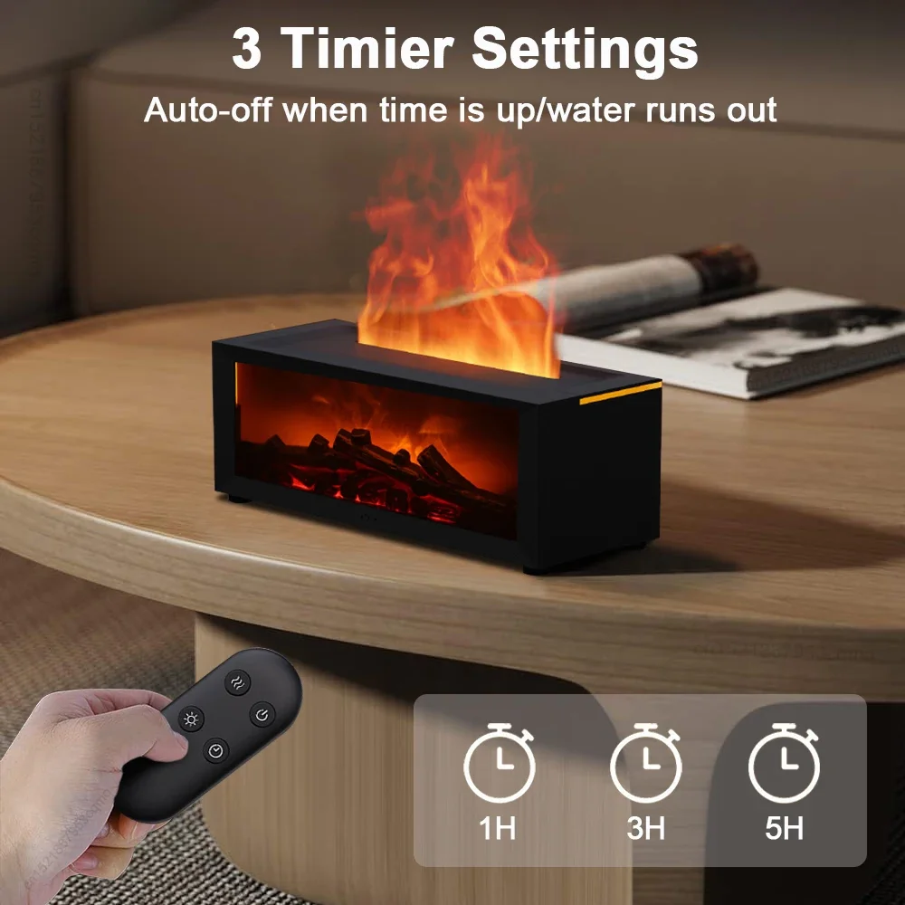 Aroma Humidifier Flame Essential Oil Diffuser Air Humidifier Aromatherapy Fragrance Diffuser with RGB Light and Remote Control 4