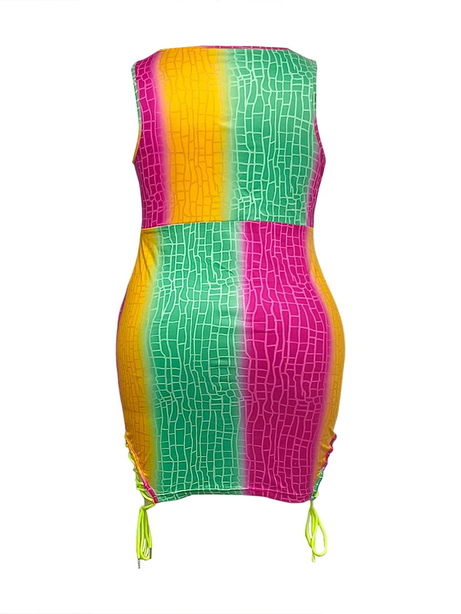 LW Plus Size Dresses Gradient Bandage Hollow-out Design Multicolor Mini Dress Women Club Party Dresses Bodycon Club Dress