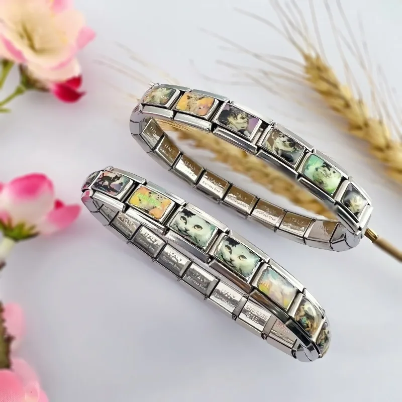 CONCEPT Hot Sales DIY Italian Charm Bracelet Stainless Steel Lovely Cartoon Cat Hand Chain Cute Link Gift Jewelry BT001