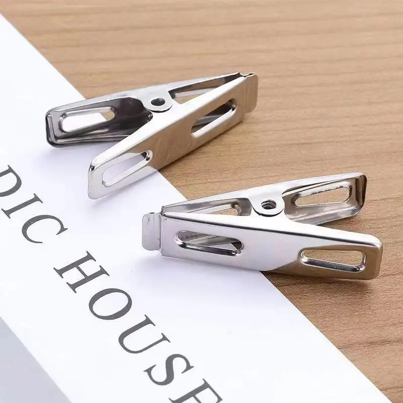 Stainless Steel Clothespins Kitchen Sealing Clips Durable Windproof Clips For Clothes Socks Document Organizers 20pcs